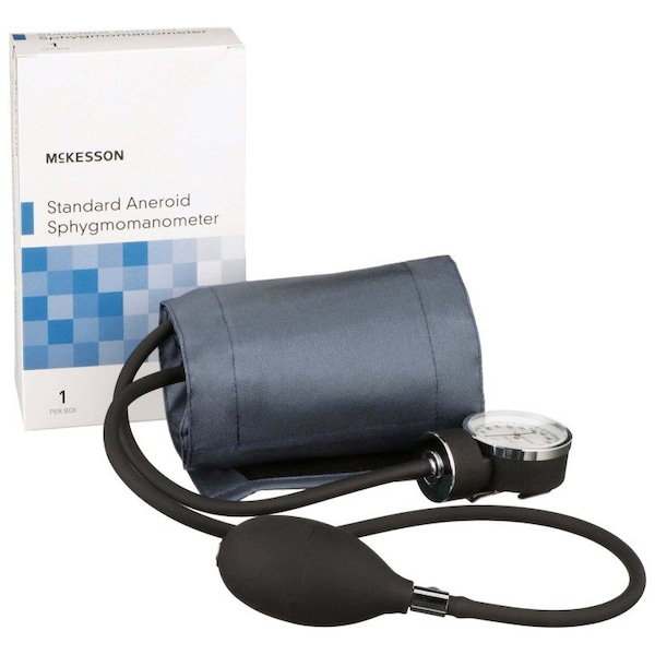Mckesson Aneroid Sphygmomanometer with Cuff, 2-Tube, Pocket-Size, Adult Medium Cuff, Navy, 20PK 01-775-11ANGM - main